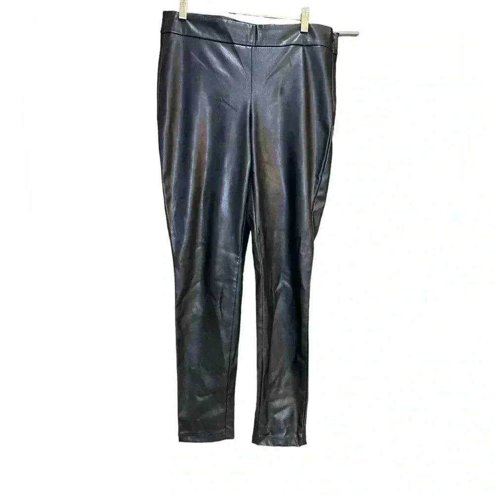Ann Taylor FauxLeather Vegan Pants Womens Size 8 Black Ankle Skinny